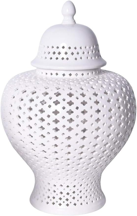 Legends of Asia Asian Traditional Chinese White Lattice Ginger Jar with Lid (Large) | Amazon (US)