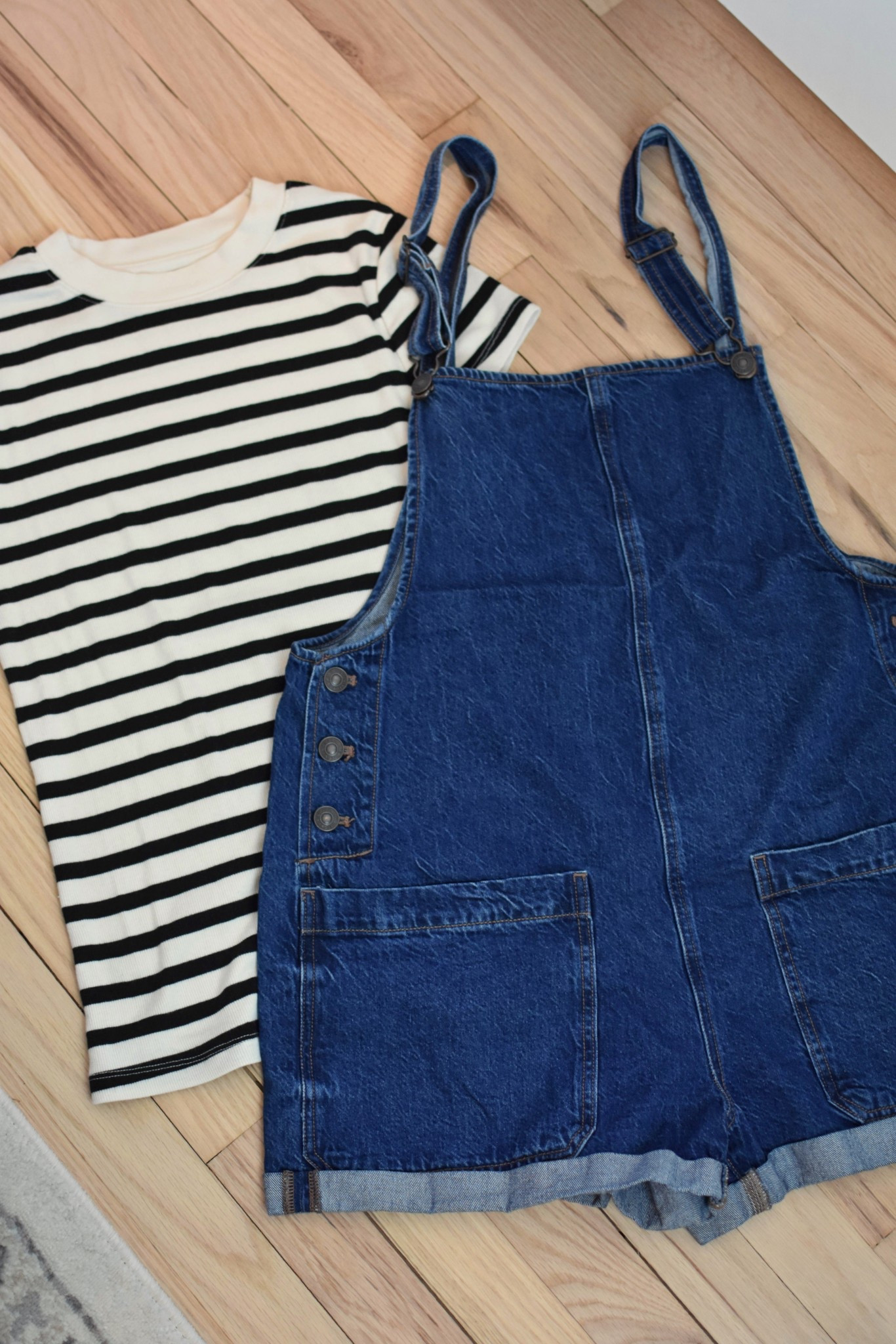 I own this crew neck tee in so many colors! It runs a little big, so I like to size down. Perfect under these shortalls!

#LTKgrwm #LTKootd #LTKmomlife