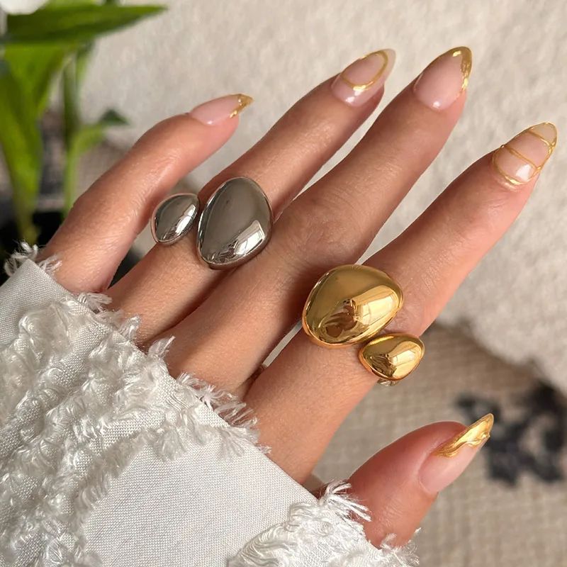 5.99US $ |Irregular waterdrop open rings stainless steel rings for women minimalist simple stainl... | AliExpress (US)