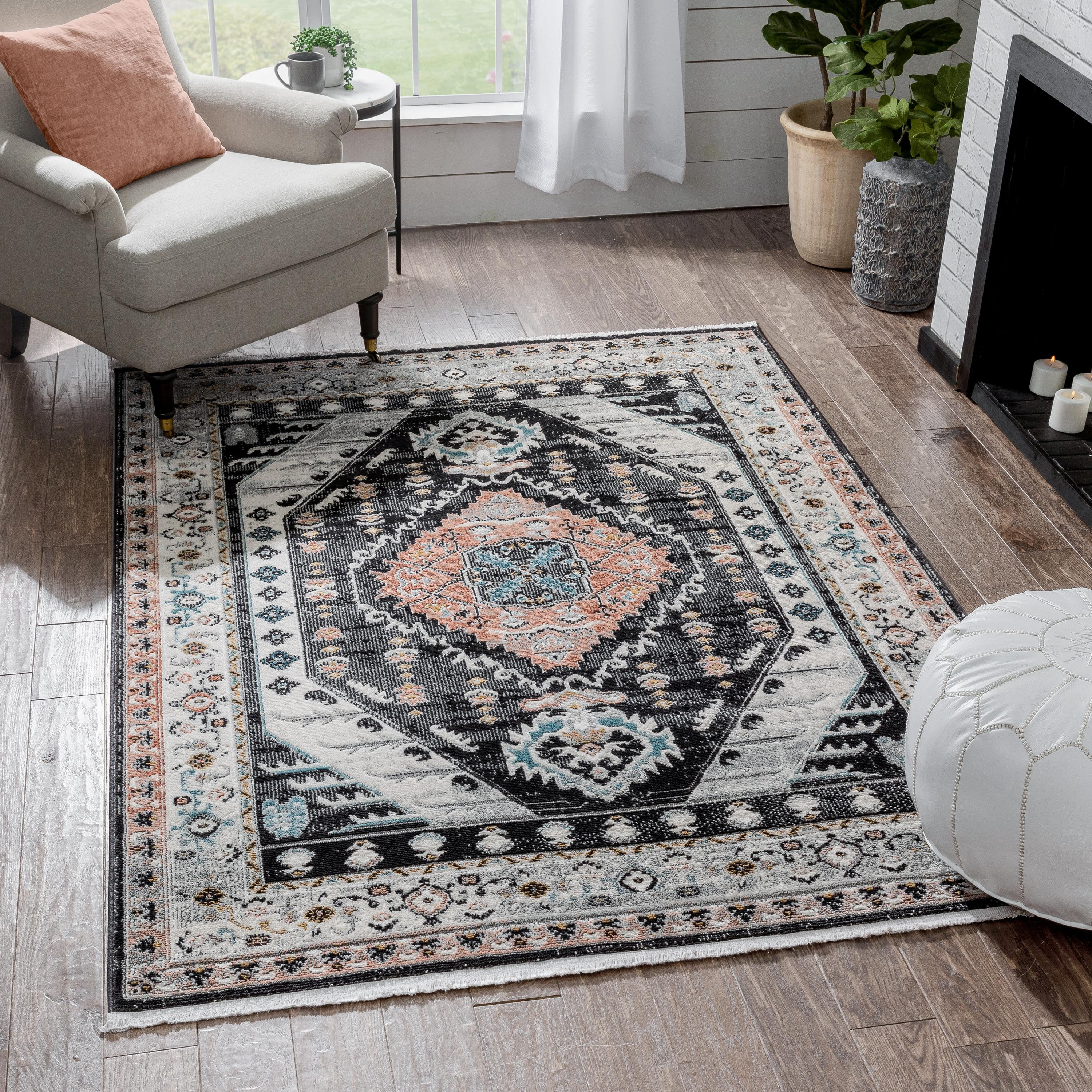 Well Woven Jolena Multi Black Vintage Oriental Distressed Medallion Pattern Boho Area Rug 6x9 (6'... | Walmart (US)