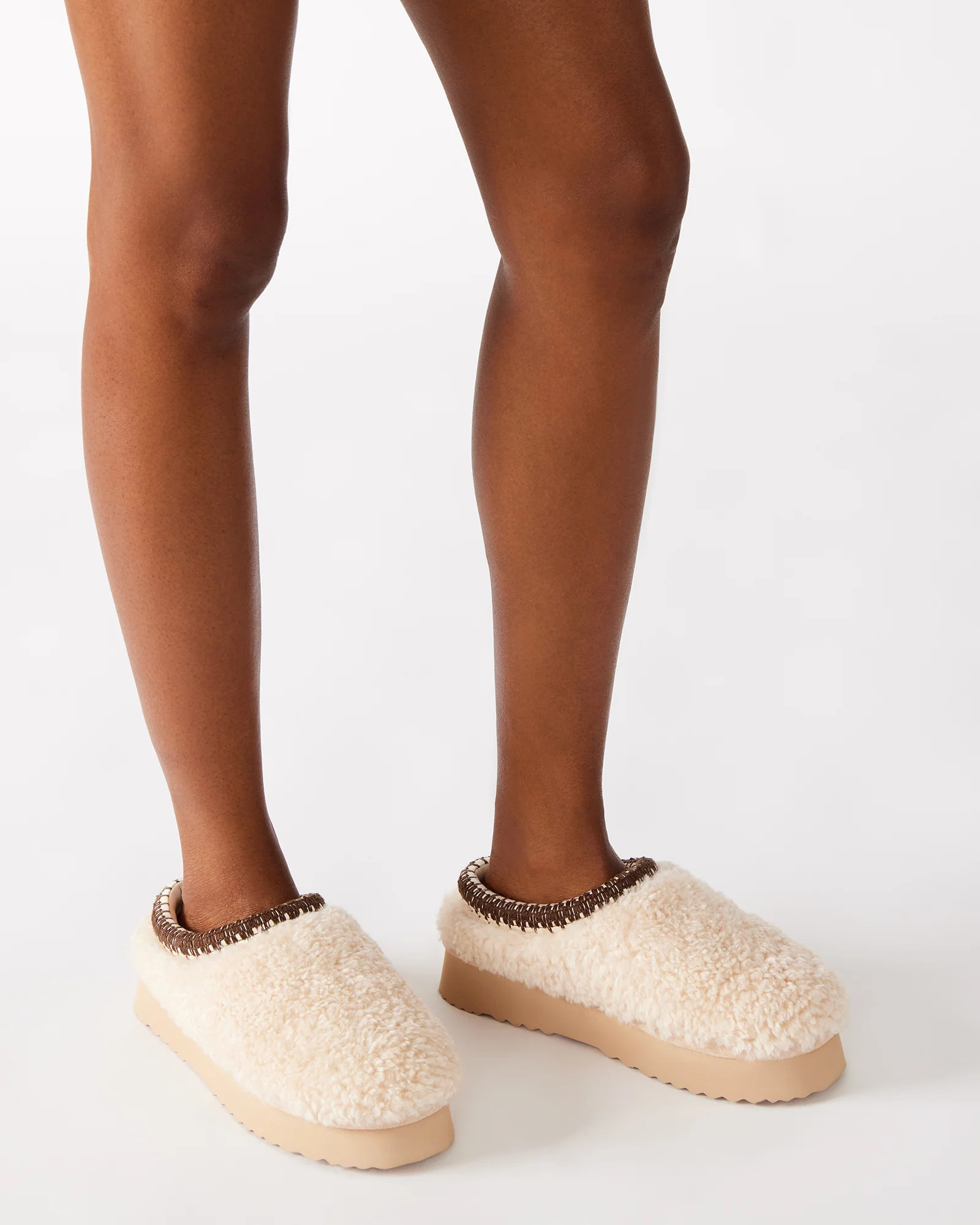 SELENA Faux Shearling Women's Natural Slip-On Mule Flat | Steve Madden (US)