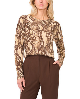 Women's Snake Print Long-Sleeve Sweater | Macy's