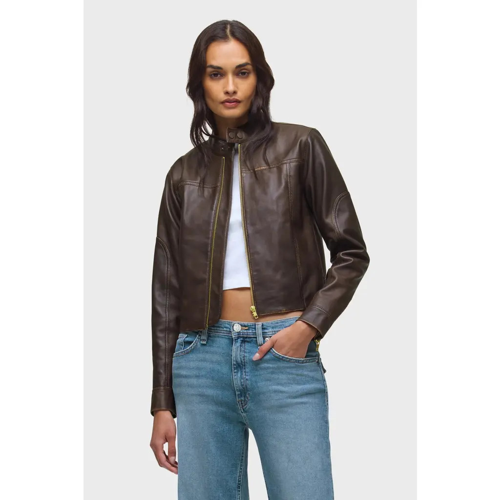 Hudson Jeans Moto Jacket in Umber at Nordstrom, Size X-Large | Nordstrom