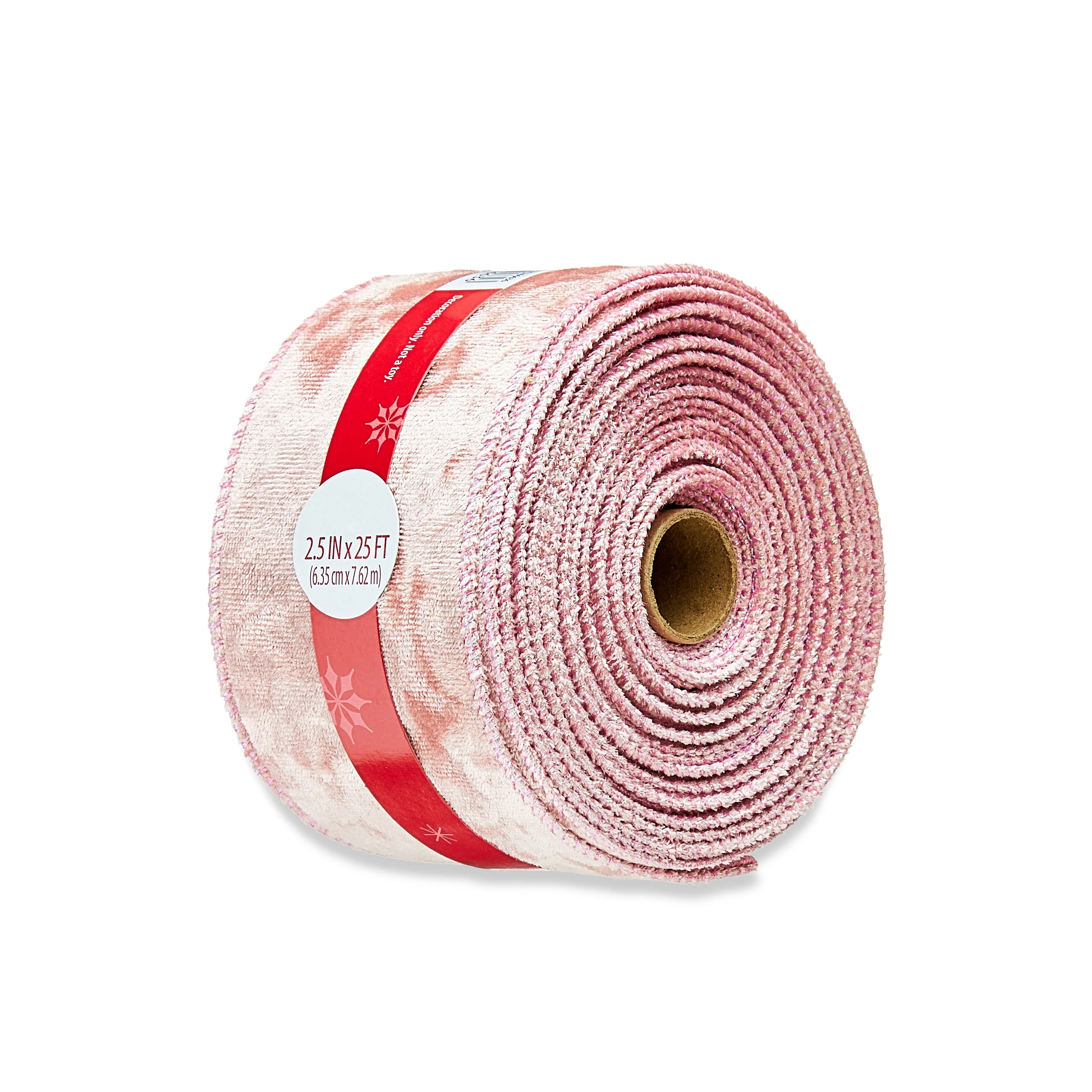 Blush Velvet Christmas Ribbon, 2.5 in x 25 ft, by Holiday Time | Walmart (US)