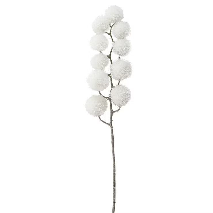 Northlight 24" White Glittered Pom Pom Artificial Christmas Spray | Target
