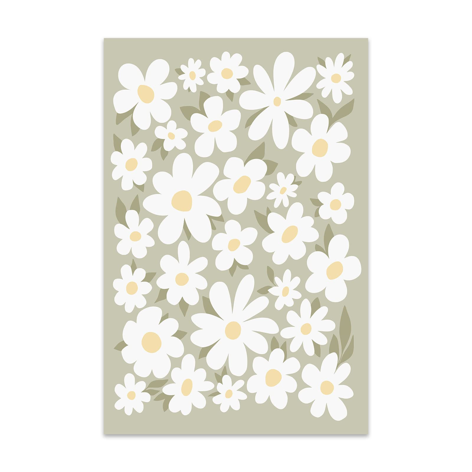 Daisies Canvas Wall Art Modern Flower Painting White Daisy Picture Minimalist Flower Posters Gree... | Amazon (US)