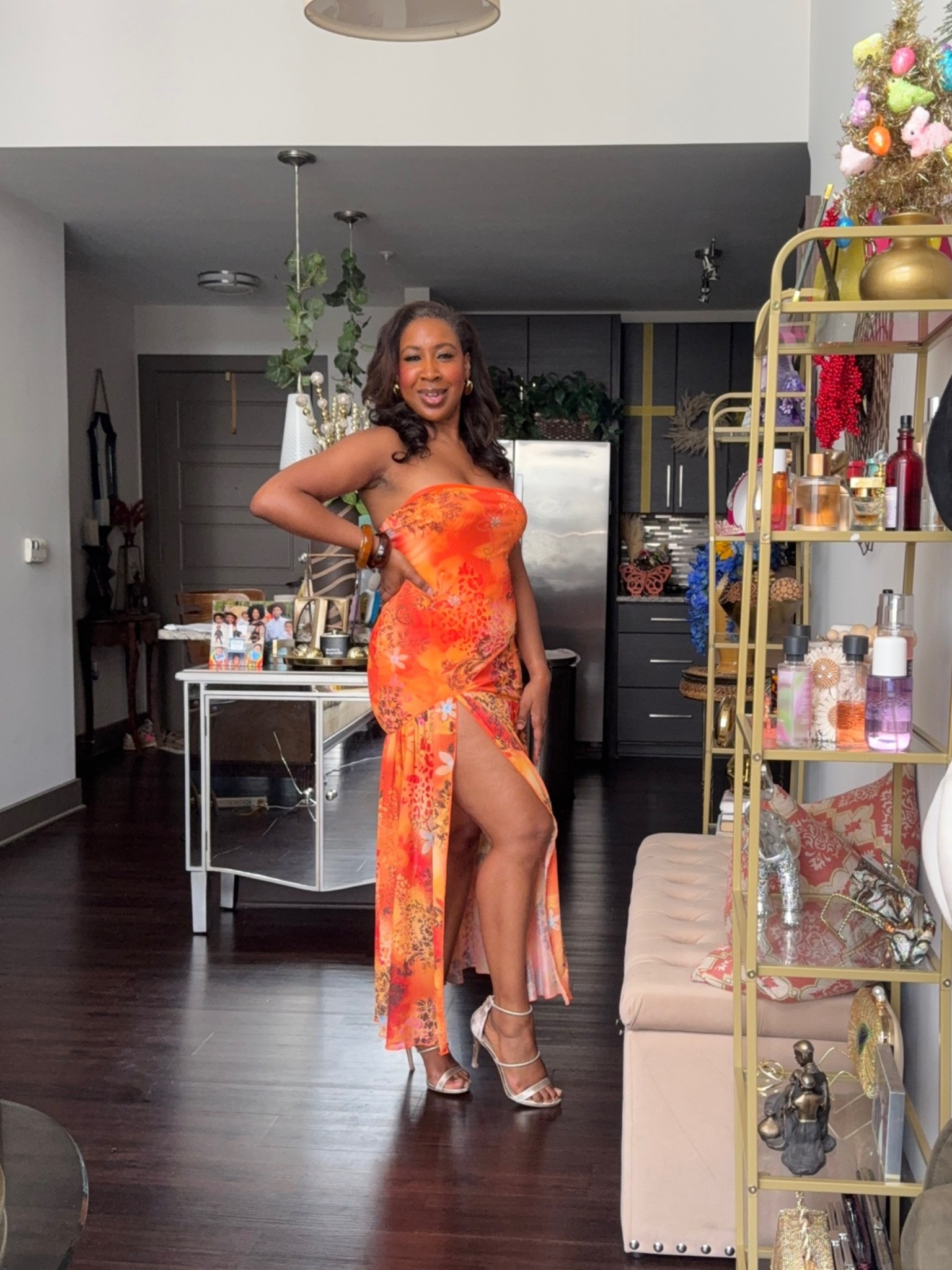 Vacation dinner dress? FOUND. 🧡🌴

The color, the print, that slit—this one was made for warm nights, cocktails, and somewhere with a view. ✨

I kept the accessories simple and let the dress have her moment.

✨ Exact dress linked
✨ Similar gold heels + accessories linked

#LTKStyleTip #LTKFinds #VacationDress #VacationStyle #ResortWear #DateNightStyle #SummerDress #DateNightOutfit #StyleOver40

#LTKootd #LTKU #LTKOver40