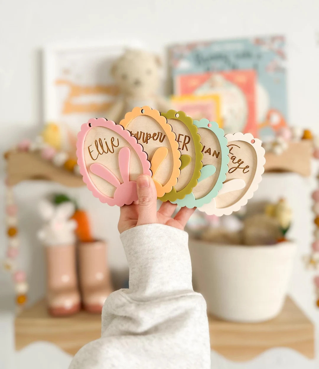 Scalloped Bunny Tag Easter Basket Tags Bunny Tags Name Tags Easter Basket Custom Name Tags Easter... | Etsy (US)