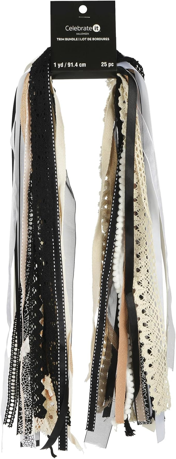 1yd. Halloween Black & Cream Ribbon Trim Bundle by Celebrate It™-Halloween Ribbon for Crafting ... | Amazon (US)