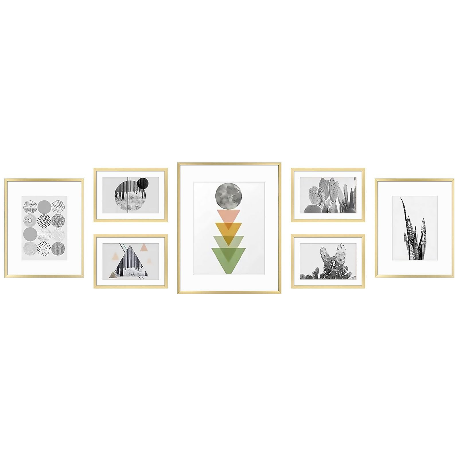 Golden State Art, Aluminum Gallery Wall Frame Set of 7 - Includes One 11x14, Two 8x10, and Four 5... | Amazon (US)