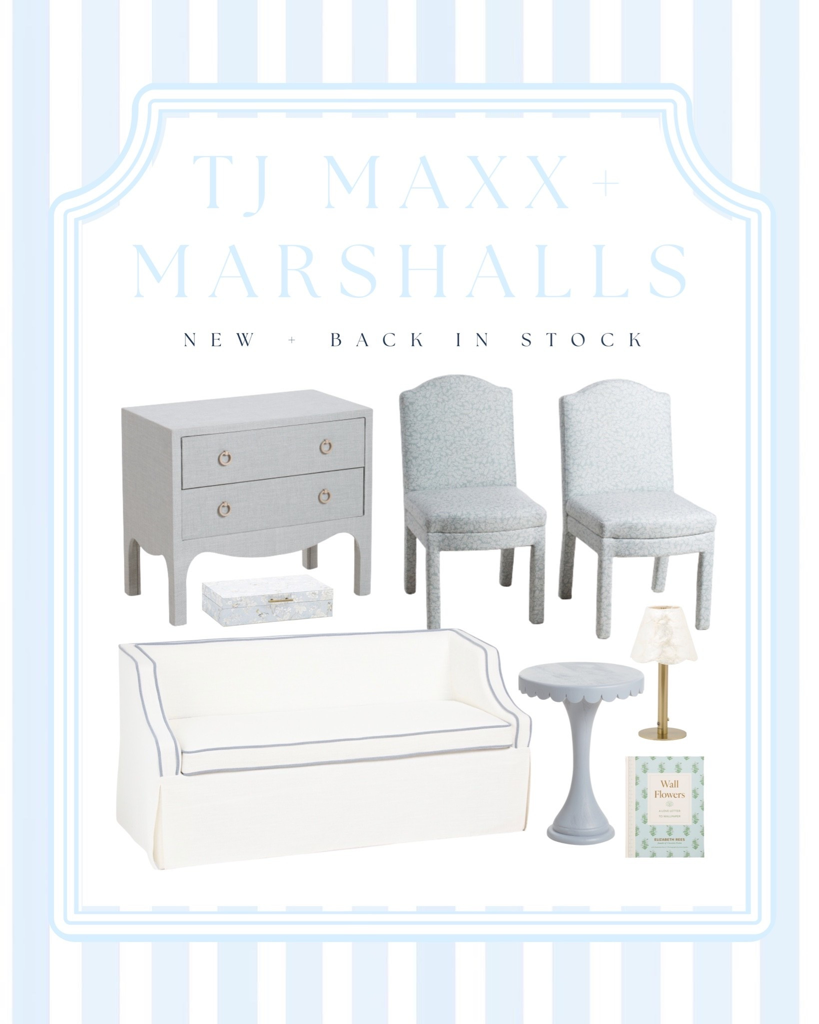 Latest & Greatest TJ Maxx and Marshalls Home finds!! 🤍🛒 Lillian August banquette bench with storage is back in stock! Linen wrapped light blue dresser end table, light blue printed dining chairs, scalloped side table, capiz lamp shade table lamp, charming coffee table book decor all worth shopping before they sell out 🤍

Coastal Home Decor • Coastal Grandmillennial • Designer Inspired Home Decor • Affordable Home Decor Finds • HomeGoods Finds • TJ Maxx Home Decor • Marshalls Home Decor • Coastal Decorating Ideas • Timeless Home Decor • Designer Look for Less

@TJ Maxx @Marshalls

#LTKSaleAlert #LTKHome