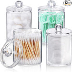 Click for more info about 4 PACK Qtip Holder Dispenser for Cotton Ball, Cotton Swab, Cotton Round Pads, Floss Picks - 10 oz...