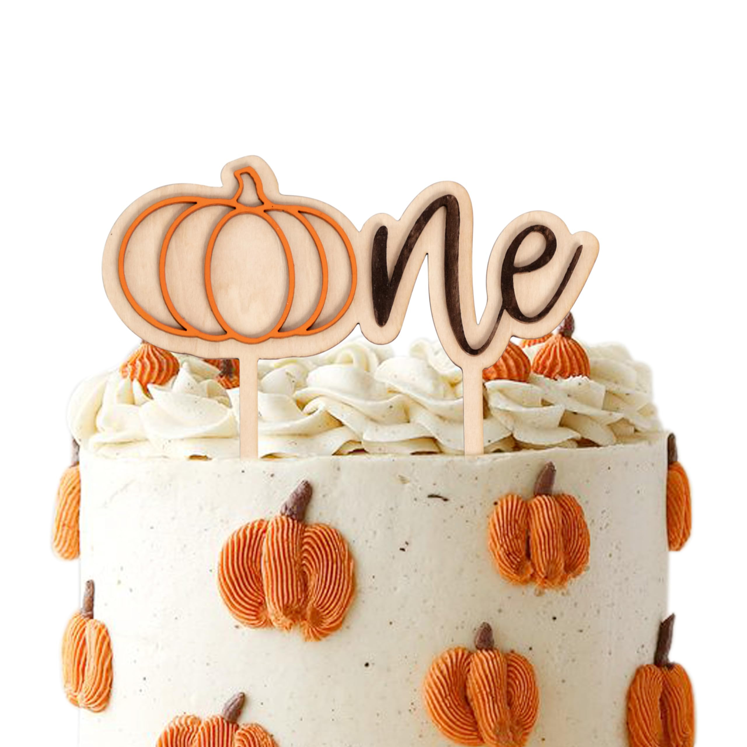 Pumpkin One Cake Topper - 1st Fall Themed Cake Decoration,Wooden One Cake Topper with Pumpkin,Fir... | Amazon (US)