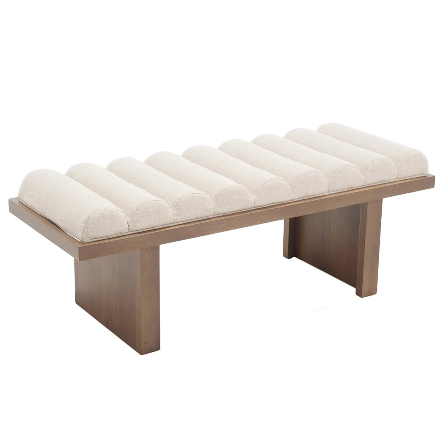 Upholstered Solid Wood Bench, Column Upholstered Bench 45.75'' Wide | Wayfair North America