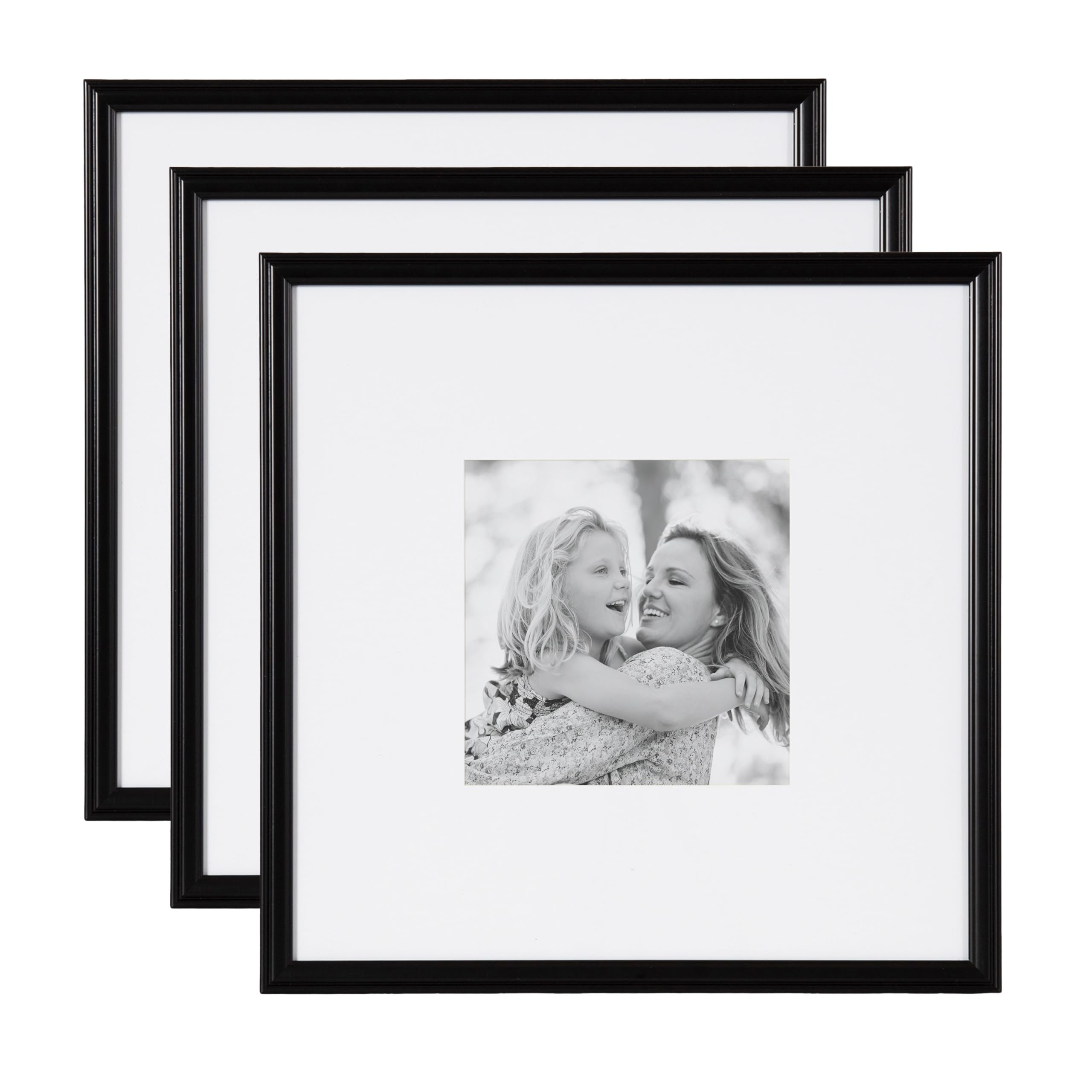 Kate and Laurel Adlynn Square Picture Frame Set of 3, 16 x 16 matted to 8 x 8, Black, Modern Thre... | Amazon (US)