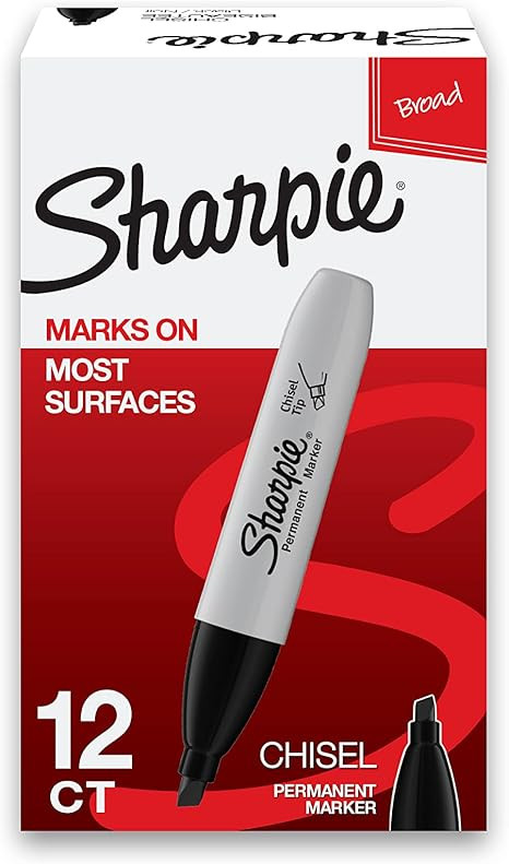 Sharpie Permanent Markers, Chisel Tip, Black, 12 Count | Amazon (US)