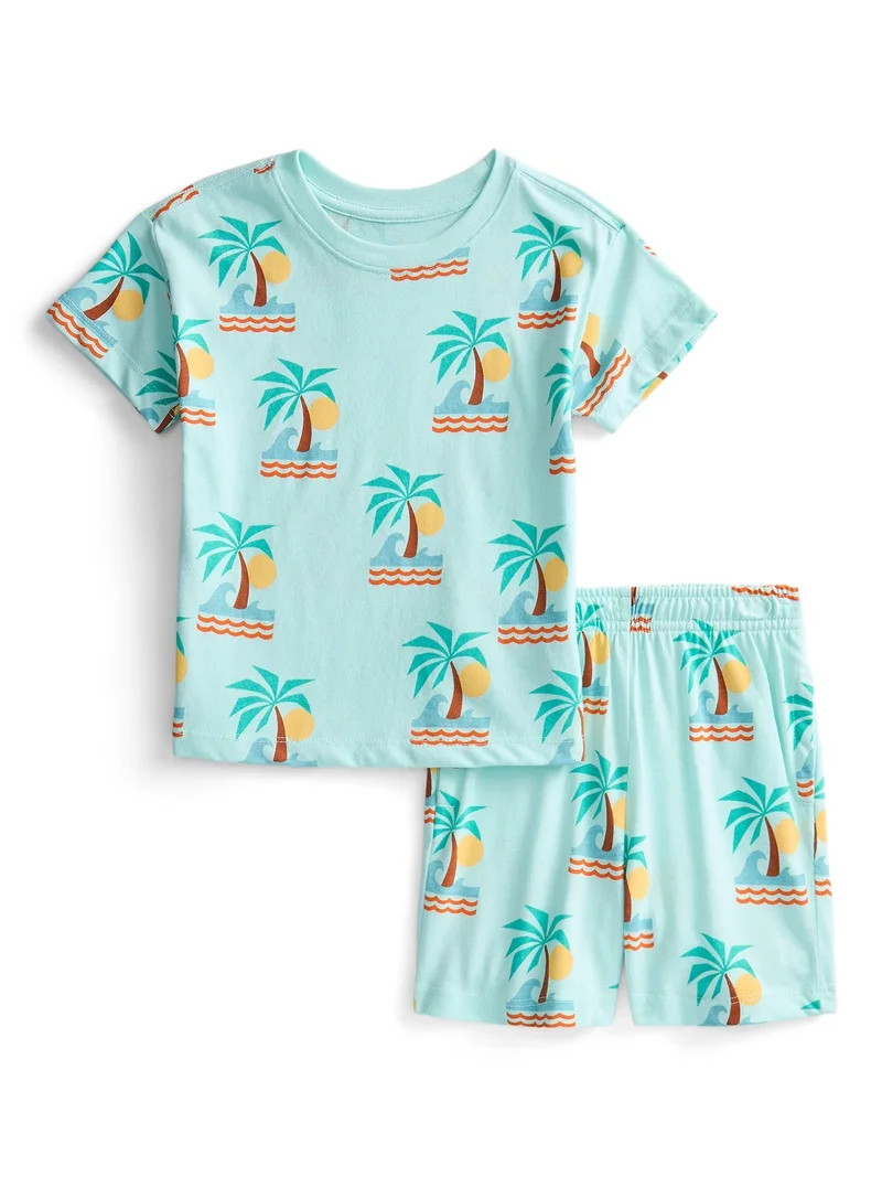 Wonder Nation Toddler Boys Short Sleeve Top and Shorts Outfit Set, 2-Piece, Sizes 12M-5T | Walmart (US)