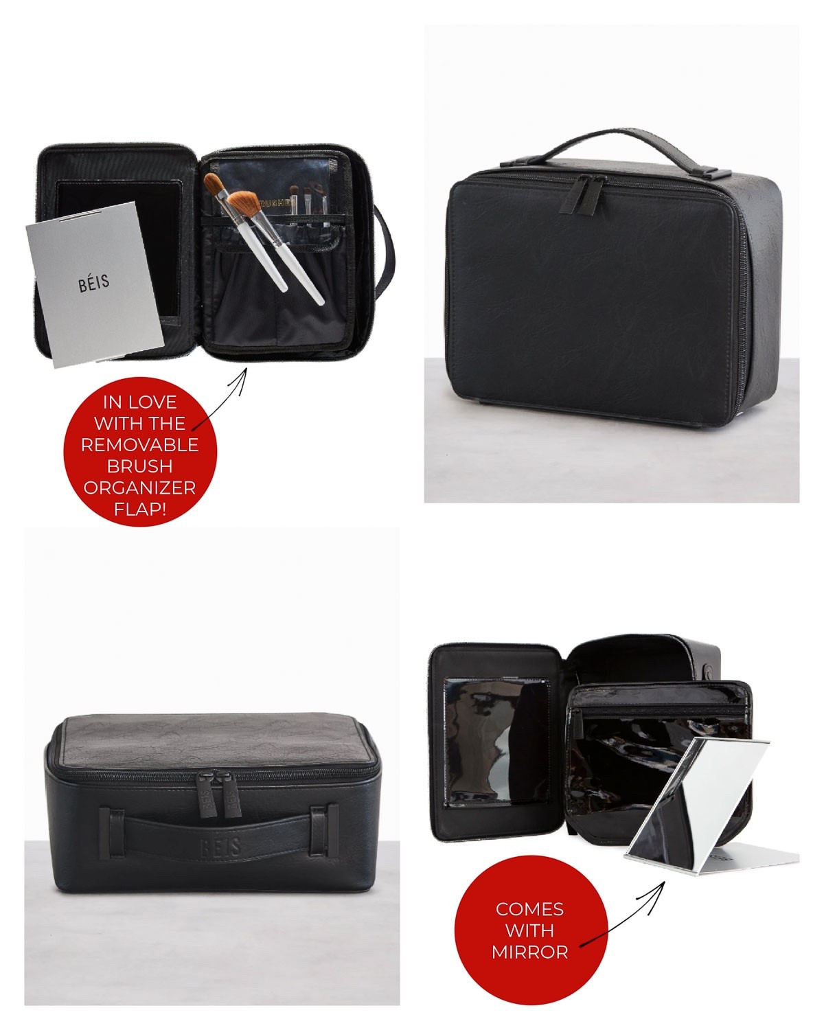 This cosmetics case has so many features I love. It maintains its structure, opens flat so you can see everything, comes with its own super slim mirror, and my favorite…it has a brush organizer flap that’s magnetized to the inside so you can keep your brushes separate and is also removable. travel essential cosmetics bag gift idea makeup case#LTKItBag 

#LTKBeauty #LTKTravel