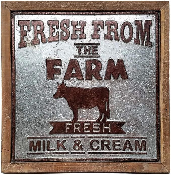 LL Imports Farmhouse Kitchen Decor Large Metal and Wood Sign, 18" (Brown) | Amazon (US)