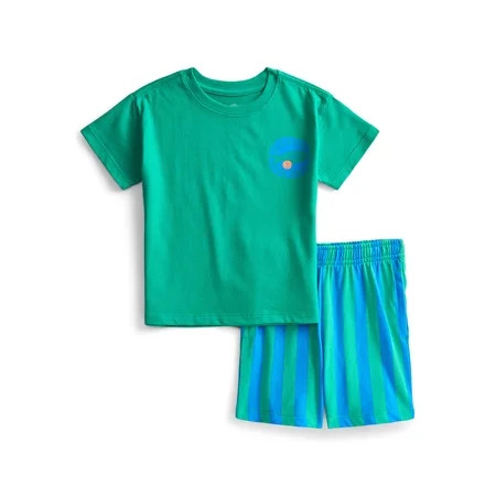 Wonder Nation Toddler Boys Short Sleeve Top and Shorts Outfit Set, 2-Piece, Sizes 12M-5T | Walmart (US)