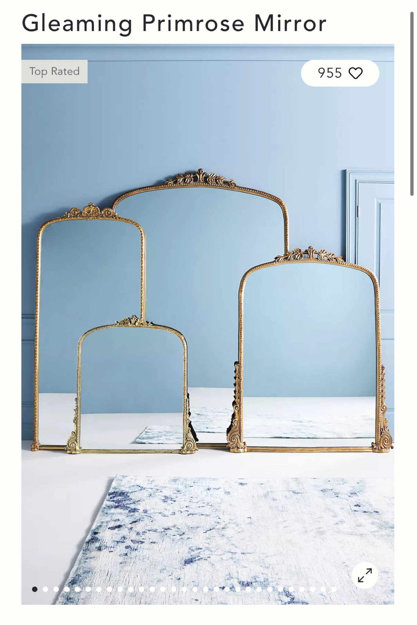 Anthropologie mirror. Gold rim. Vintage and classy look. Perfect for home & bedroom 
