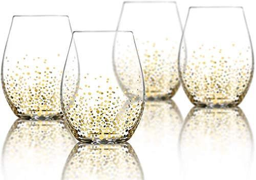 Wine Glass - Stemless Wine Glass Set of 4 - Wine Glass Tumbler - 16oz Red Wine Glass - Stemless Wine | Amazon (US)