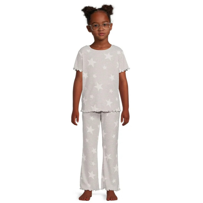 Wonder Nation Girls Rib Knit Top, Pant and Sleep Mask Set, 3-Piece, Sizes 4-18 & Plus | Walmart (US)