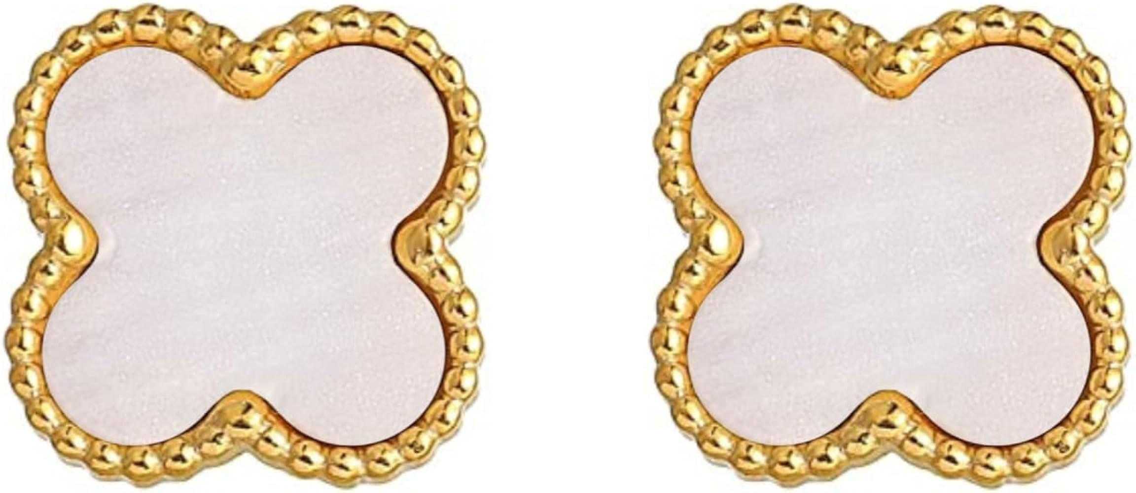 HighSpark Clover Earrings for Women | Hypoallergenic Clover Stud Earrings | Lovely Gift - White | Amazon (US)