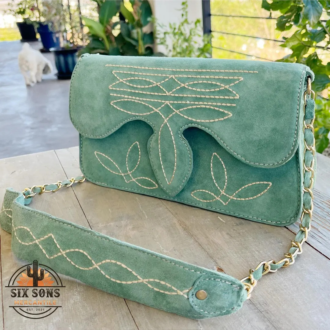 Handmade Suede Leather Shoulder Bag, Boot Stitch Western Design - Etsy | Etsy (US)