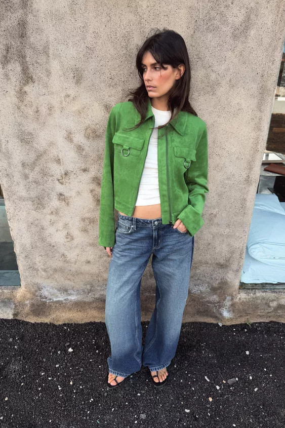 FAUX SUEDE CROPPED JACKET | Zara US