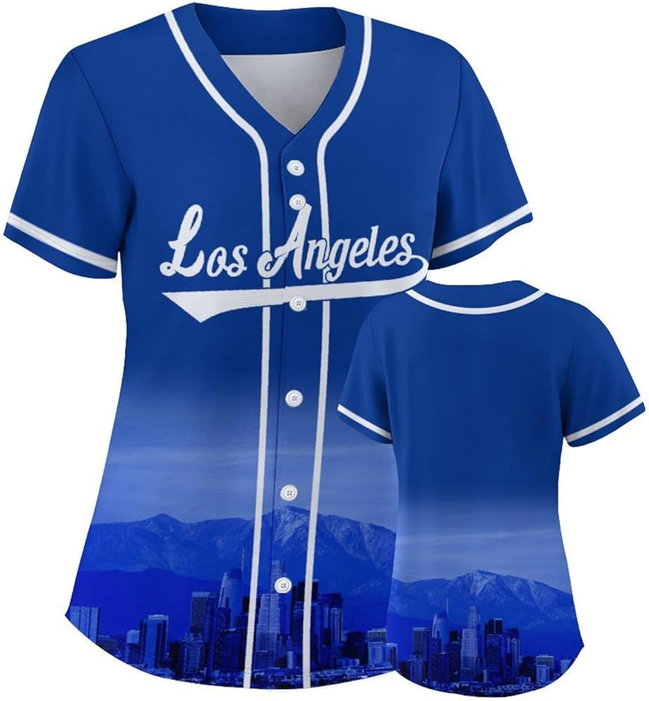 Women Baseball Jersey City Night Skyline Apparel Button Down Shirts Sports Uniform Fans Gift for ... | Amazon (US)