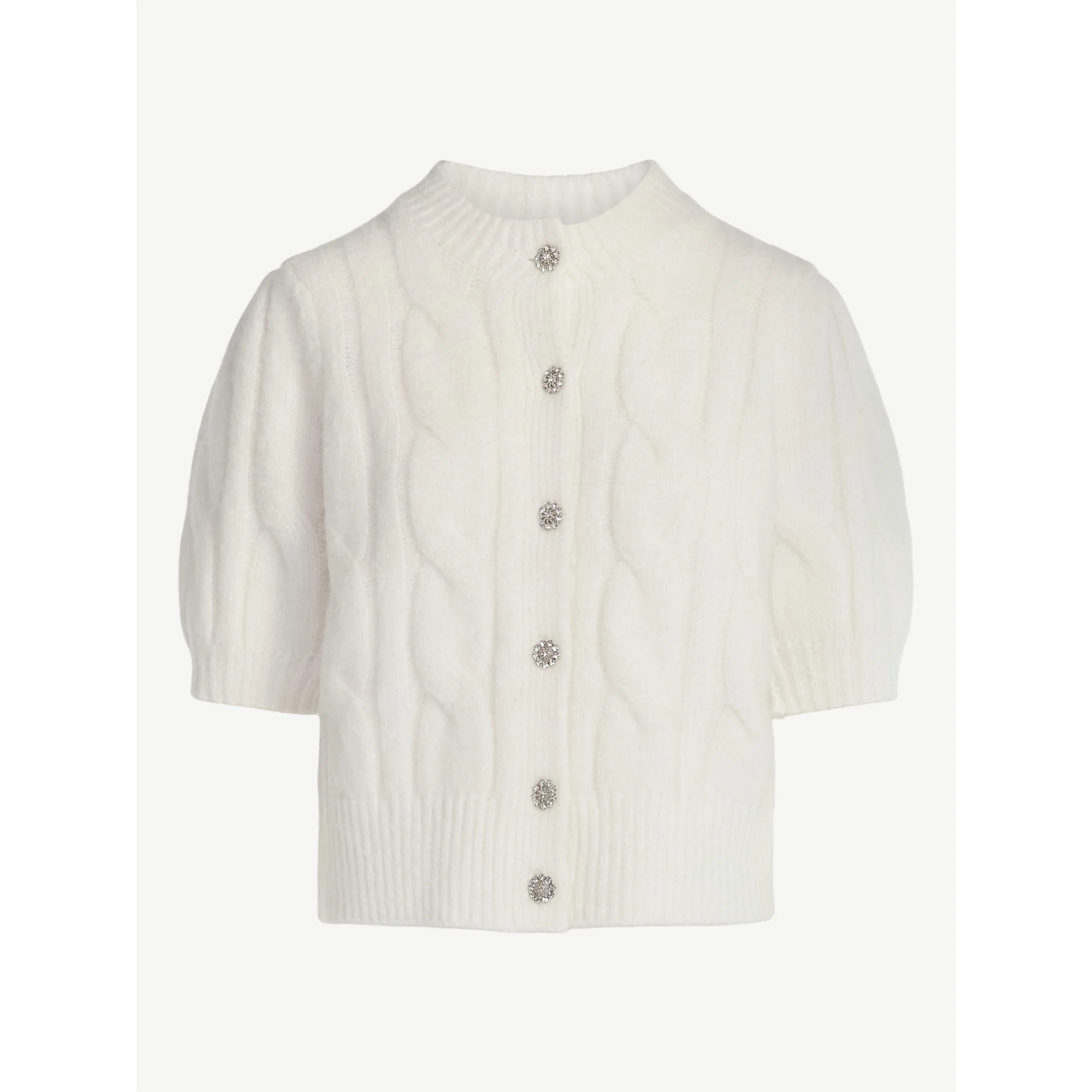 Free Assembly Women's and Women's Plus Cable Cardigan with Short Puff Sleeves, Sizes XS-4X | Walmart (US)