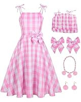 ZFQI Women Costume Dress Outfit Adult Pink Party Movie Cosplay Halloween Costume with Accessories | Amazon (US)