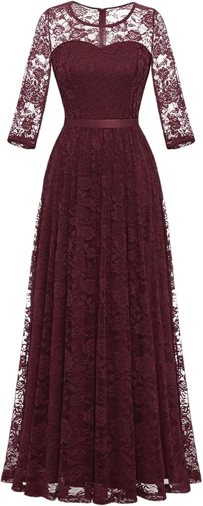 Wedtrend Women's Floral Lace Long Bridesmaid Dress Maxi Formal Wedding Party Gown | Amazon (US)