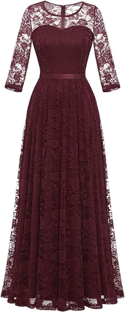 Wedtrend Women's Floral Lace Long Bridesmaid Dress Maxi Formal Wedding Party Gown | Amazon (US)