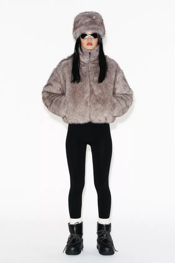 SHORT COAT WITH FAUX FUR HOOD HEIQ XREFLEX™ TECHNOLOGY SKI COLLECTION | Zara US
