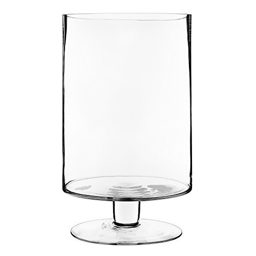 CYS EXCEL Glass Hurricane Pillar Candle Holder (H:13.5" W:8") | Multiple Size Choices Short Stem Candle Centerpieces | Stemmed Glass Cylinder Candle Vase | Amazon (US)