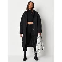 Missguided Missguided Vertical Seamed Longline Padded Jacket - Black | Very (UK)