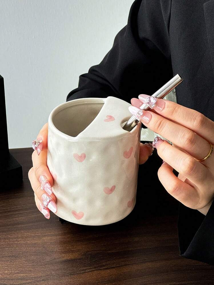 Light Pink Heart-cut Cup "without Straw" | SHEIN