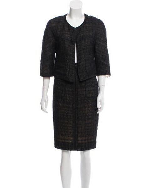 Chanel Tweed Knee-Length Skirt Suit Black | The RealReal