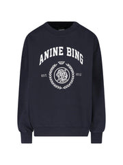 Anine Bing Logo-Embroidered Sweatshirt — Black | Italist Inc.