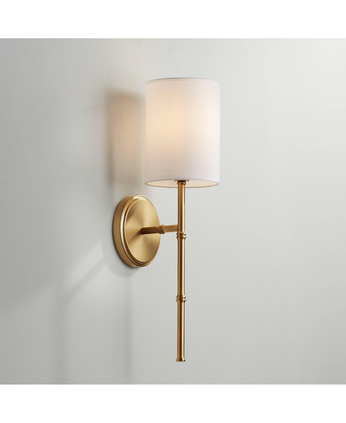 Abigale Modern Luxury Wall Lamp Brass Gold Metal Hardwired 5" Wide Fixture White Fabric Cylinder Shade for Bedroom Bathroom Vanity Reading Living Room | Macy's