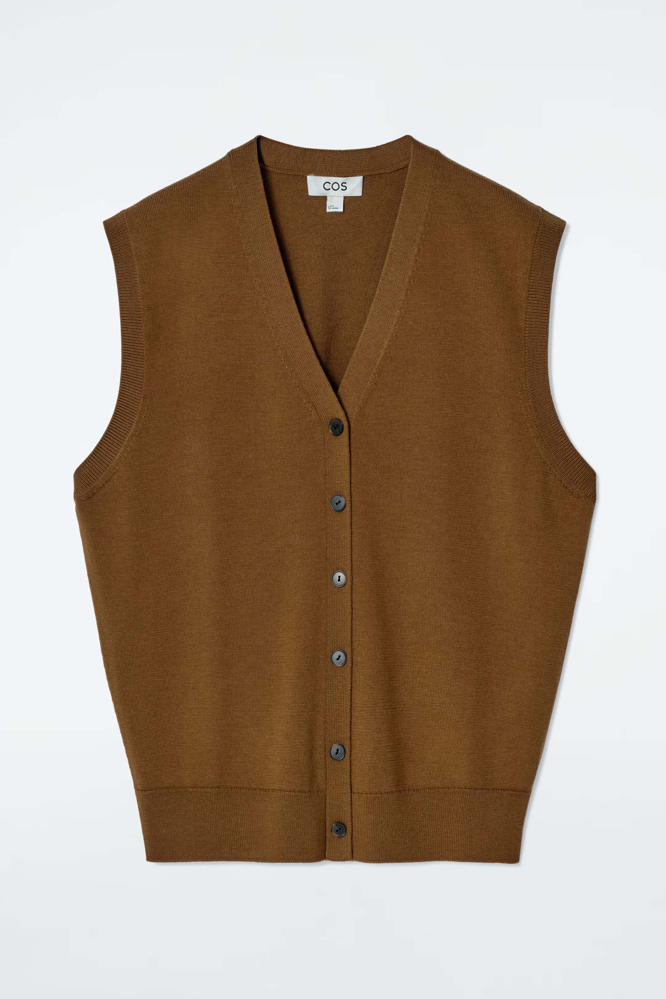 V-NECK MERINO WOOL WAISTCOAT - BROWN | COS UK