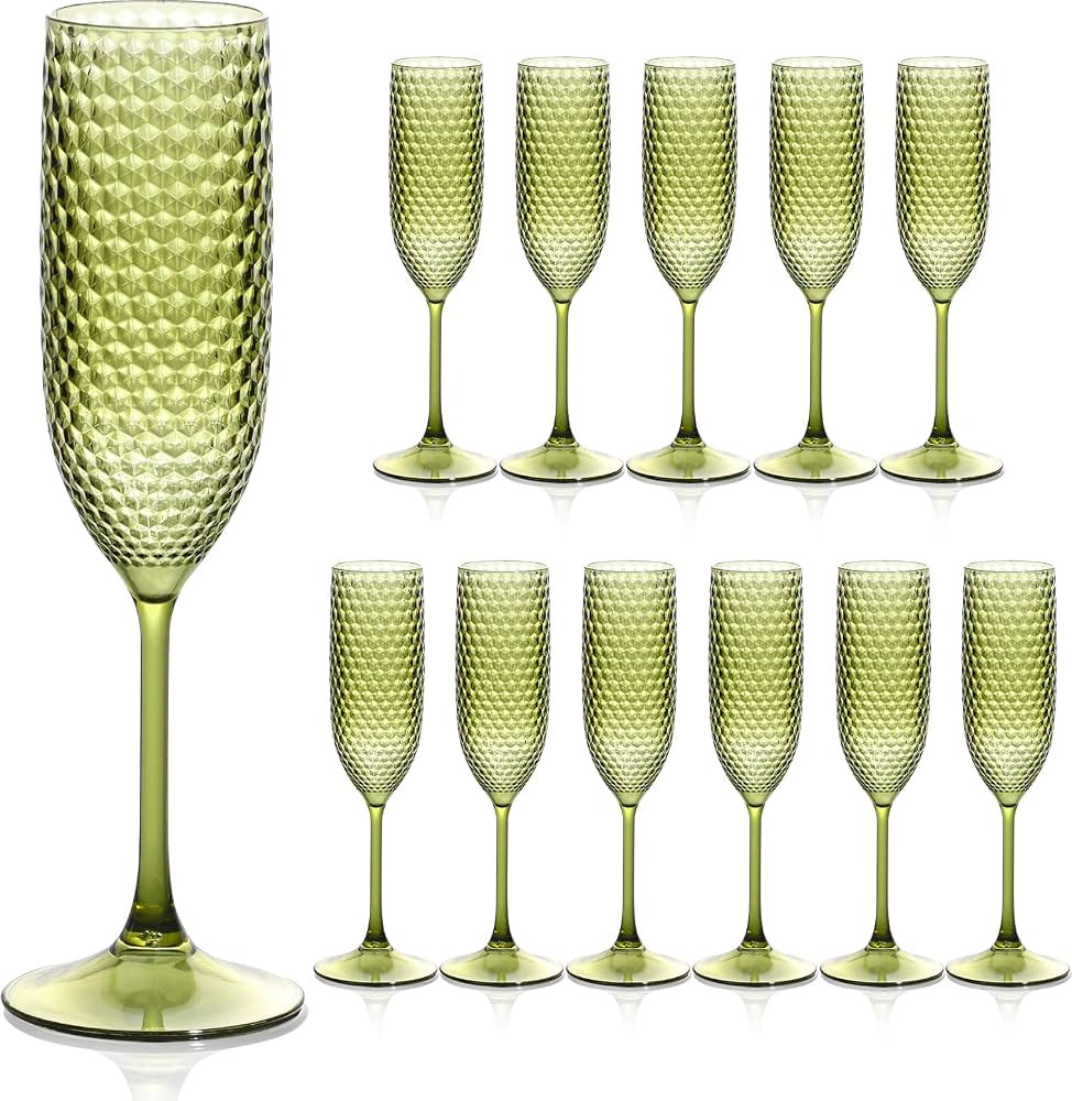 Plastic Champagne Flutes Champagne Glasses Unbreakable Wedding Toasting Glasses Reusable Diamond ... | Amazon (US)