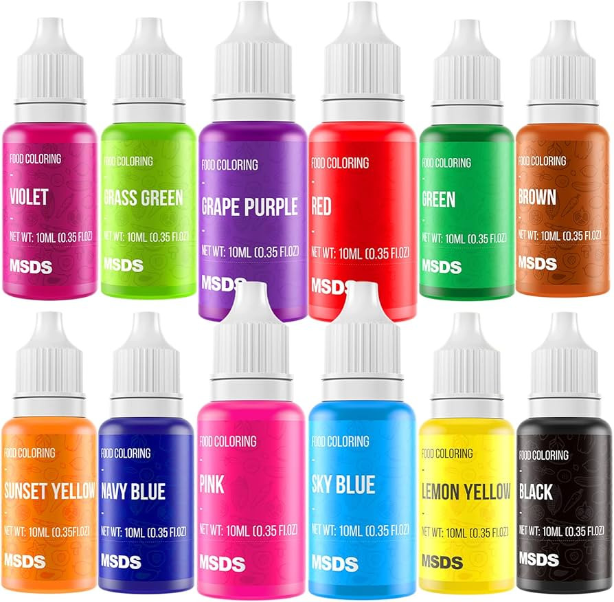 Food Coloring Cake Decorating Set - 12 Vibrant Color Food Grade Food Dye Liquid Edible Tasteless ... | Amazon (US)