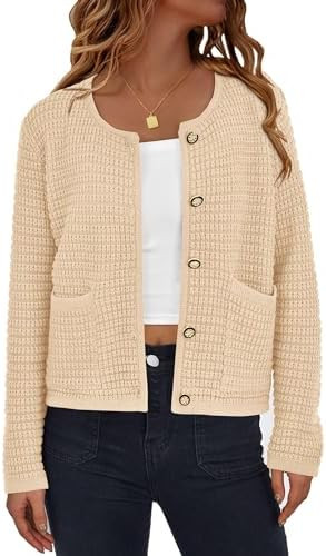 PRETTYGARDEN Women Knit Cardigan Sweaters Fall Fashion Long Sleeve Open Front Button Down Trendy ... | Amazon (US)