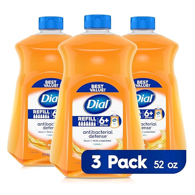 Dial Antibacterial Liquid Hand Soap Refill, Gold, 52 fl oz Pack of 3 | Amazon (US)
