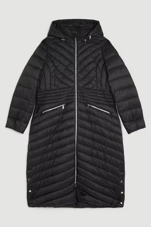 Plus Size Lightweight Longline Packable Coat | Karen Millen UK + IE + DE + NL