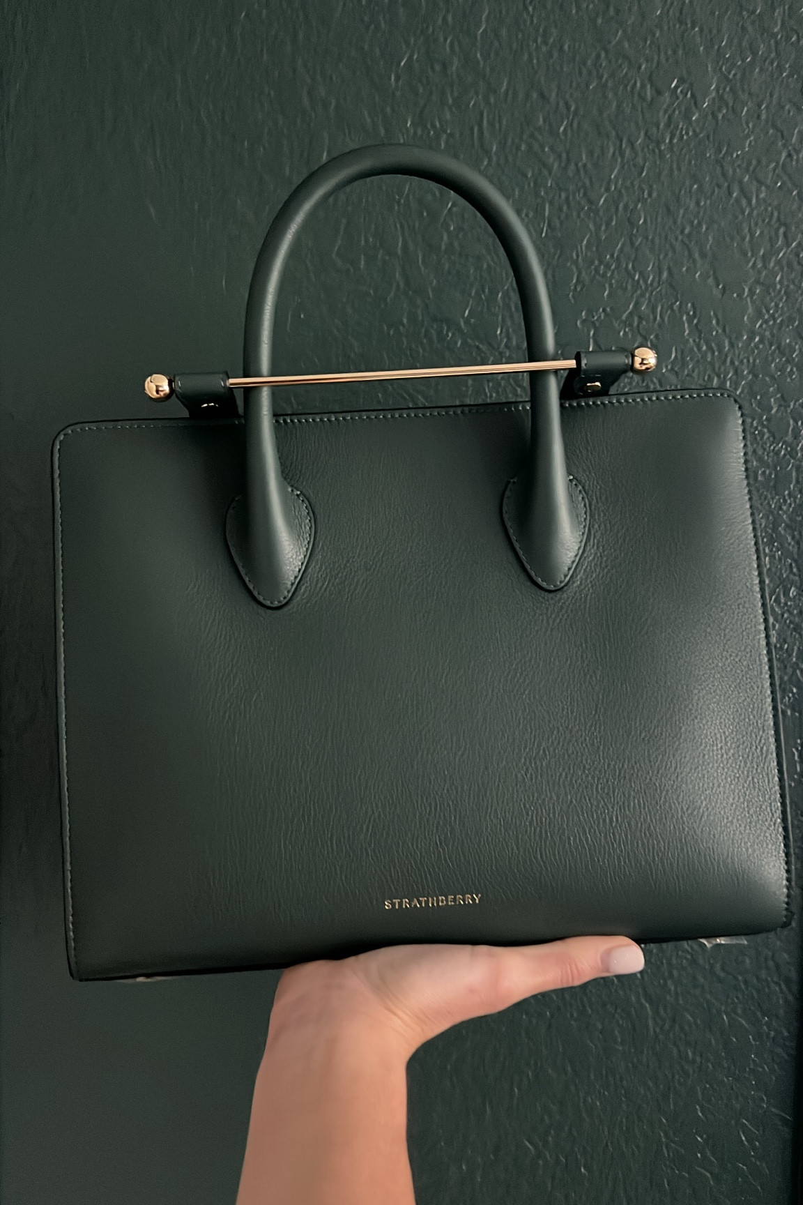 Green leather bag