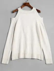 Plain Cold Shoulder Pullover Sweater | ZAFUL (Global)